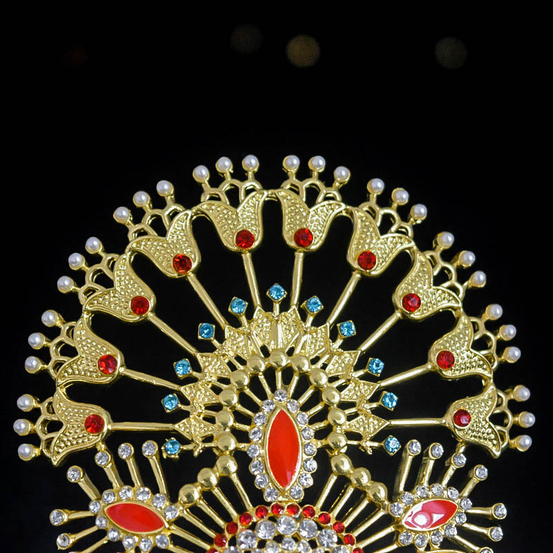 Luxurious Geometric Alloy Plating Artificial Pearls Rhinestones Crown