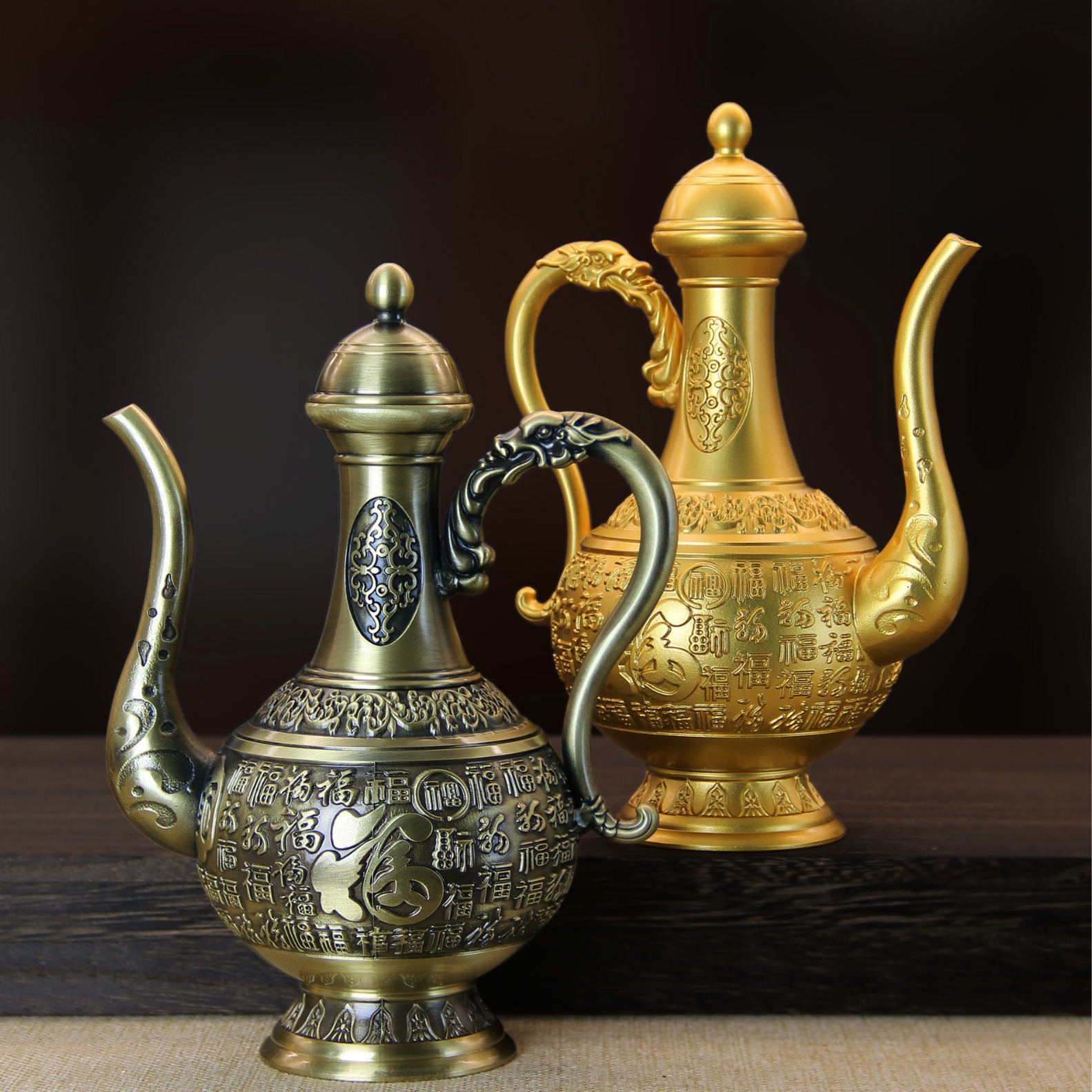 黄铜御用百福酒壶铜酒壶创意铜器工艺品礼品摆件装饰品代发