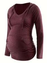 D 48744 Hooded V-Neck Pocket Top �и����� ����ѷŷ���羳