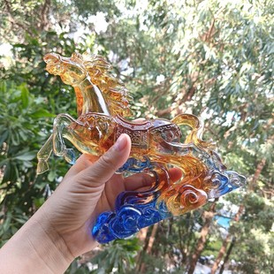 Bright Glass Horse Ornaments for Career Advancement, Office Living Room Decorations, Housewarming and Opening Business Gifts for Leaders