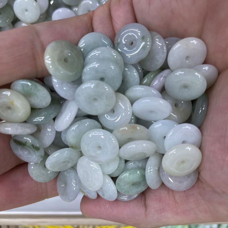缅甸配饰翡翠A货平安扣隔片散珠子diy手链项链半成品材料配件饰品|undefined