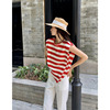 NEIHE Neher  Irregular Shoulder Pads Sense of design summer stripe Sleeveless T-shirt Mid length version jacket 22266