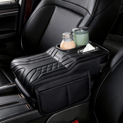 Armrest box pad car interior storage box with tissue - colorful-cupnoble-black