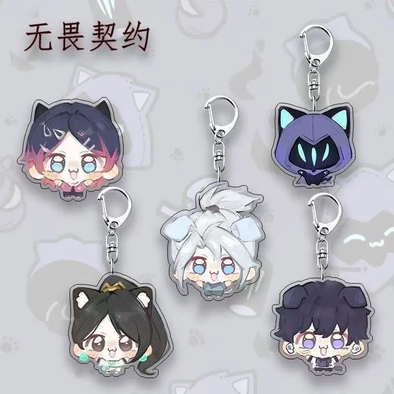 New Fearless Contract Cat Keychain Cute Jiefeng Mudu Game Peripheral Acrylic School Bag Accessories