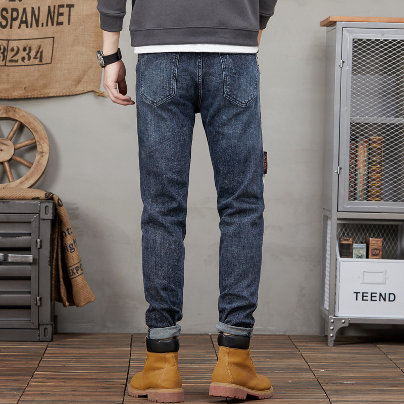 Vaqueros rotos para hombre, vaqueros para hombre con elástico en la pierna pequeña_voghion.com