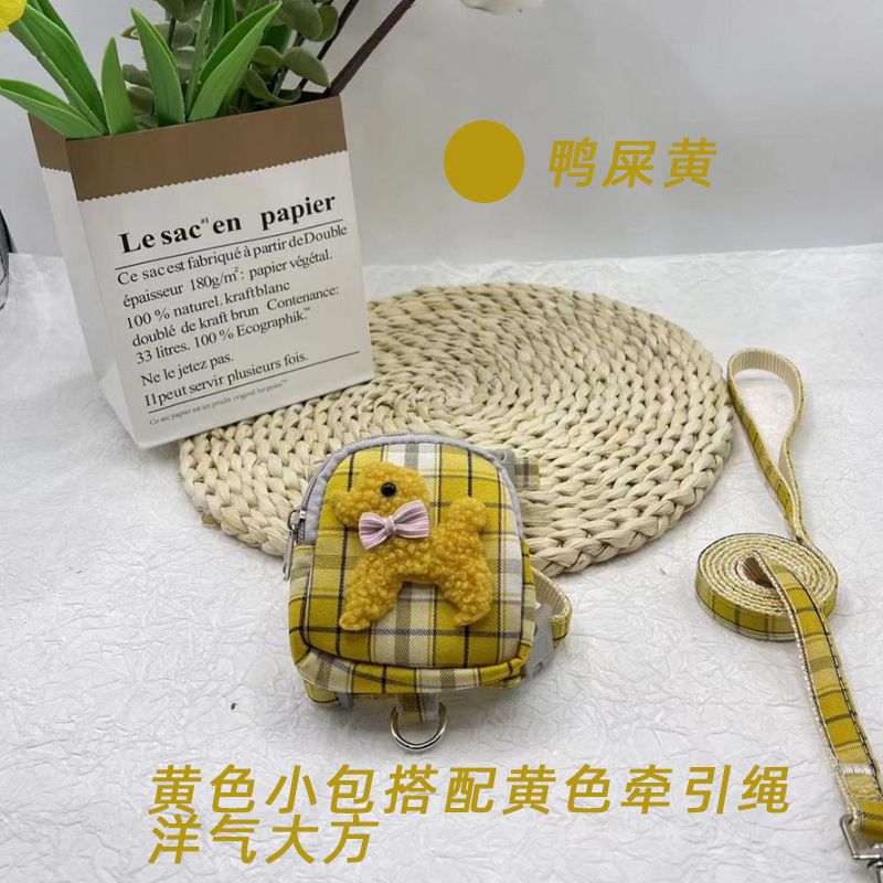 Mochila para mascotas oso de peluche Correa gato perro correa de pecho Cadena de perro cuerda para caminar monedero gato cuerda para caminar