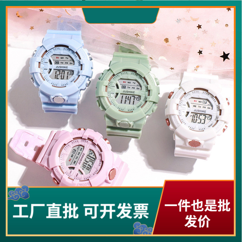 Factory wholesale color men and women sports watch transparent strap alarm clock fashion electronic watch trend student 592