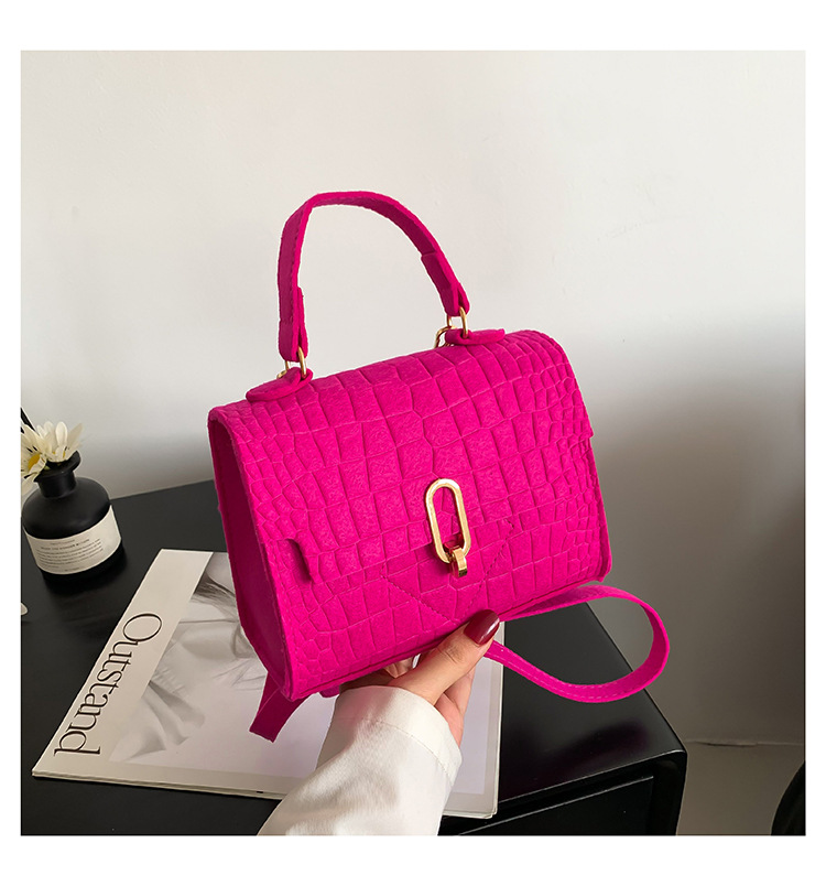 389g Weight Polyester Lining Material Women's Medium Felt Solid Color Streetwear Flip Cover Handbag