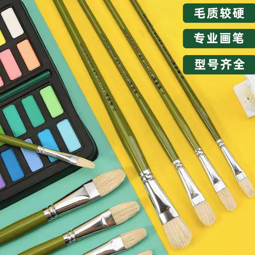 Factory supplies bristle round head oil paint brush single set brush acrylic water chalk brush brush color painting brush