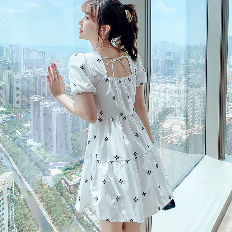 150cm155 小柄な女性の超妖精スカート夏初恋甘いデジタルプリントドレス|undefined