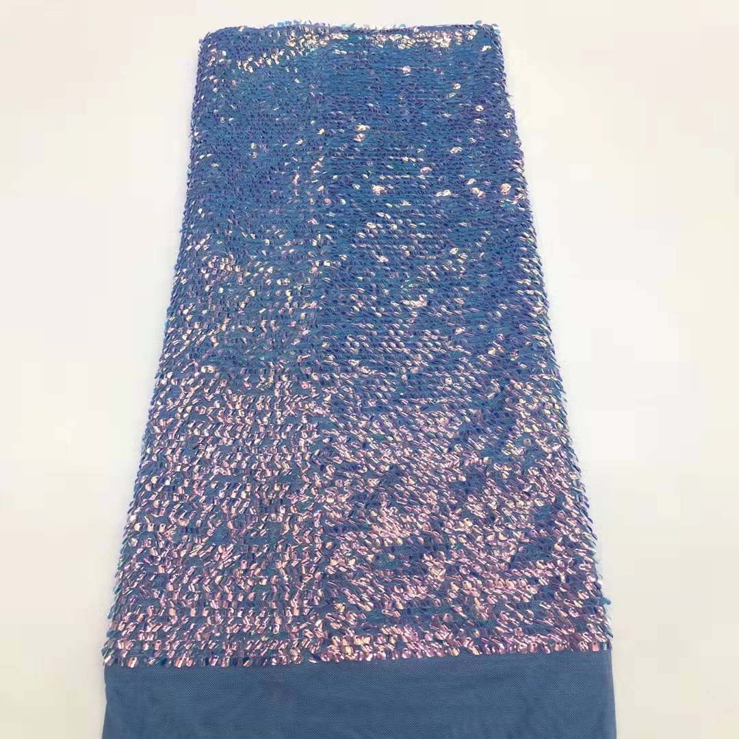 Nuevo bordado de lentejuelas color mágico gradiente de color de tela de lentejuelas vestido de malla de lentejuelas JX1802