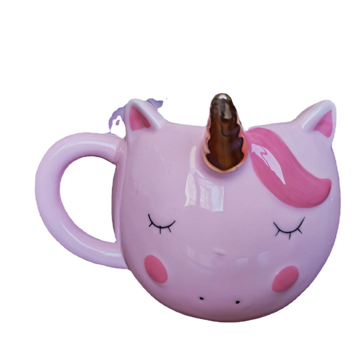 Navidad pintada a mano taza de cerámica de unicornio taza de desayuno de leche arco iris taza de oficina de caricatura comercio exterior