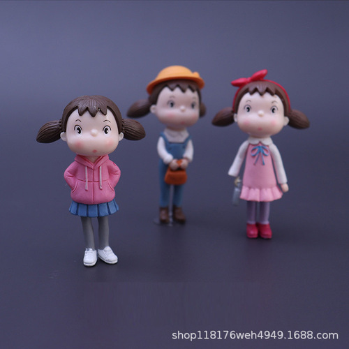 Cute girl character doll ornaments doll figure Q cute big face girl heart miniature model cake accessories