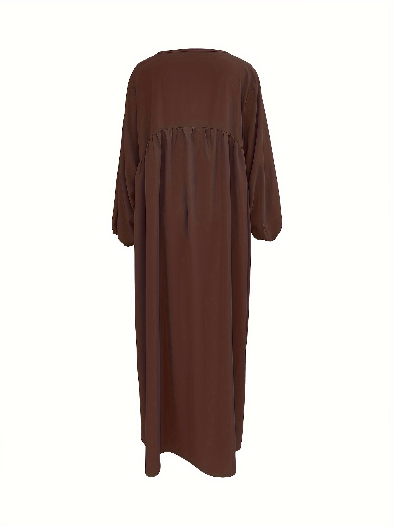 2025 New Cross-Border Middle Eastern Arab Women's Clothing: Patchwork Long-Sleeved Solid Color Loose Dress For Women_ecoleips.com