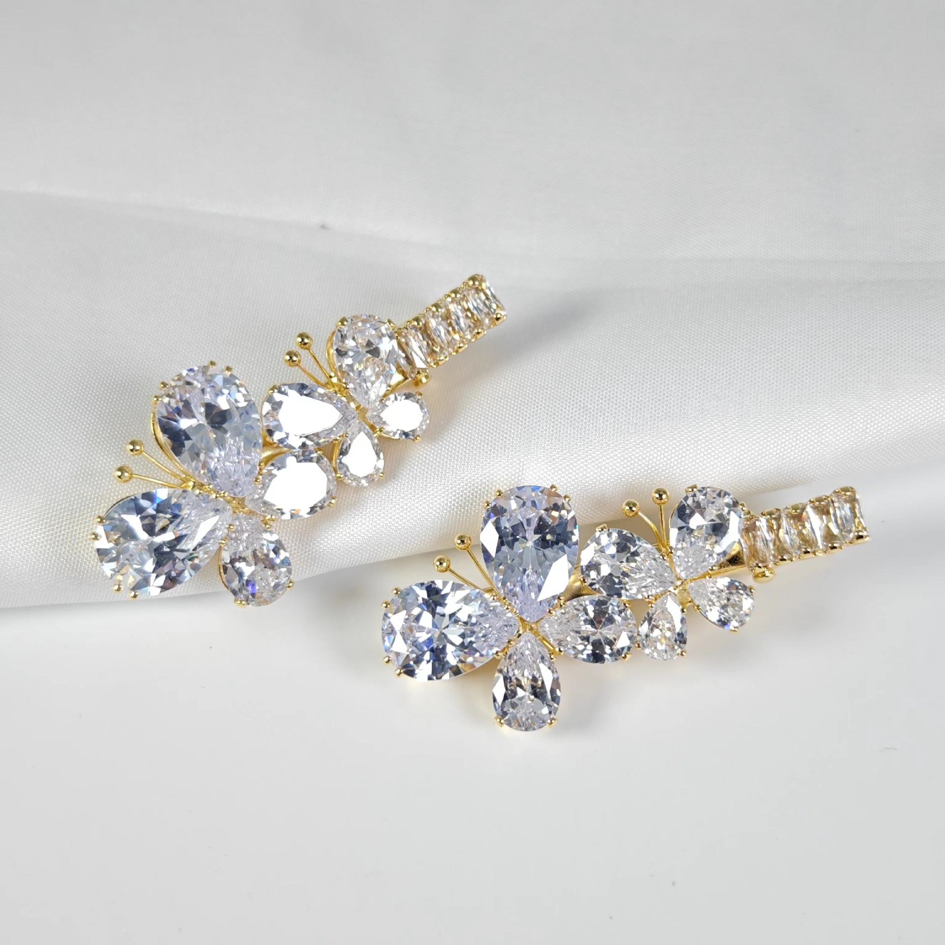 New Zircon Inlay Exquisite Light Luxury Butterfly Crystal Diamond Side Clip Front Clip Flash Diamond Headwear Diamond Hair Accessories