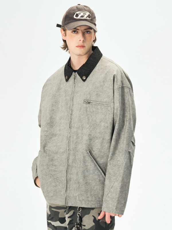 Harrington Laps Jacket Men's Spring and Autumn American Style Retro cleanfit Jacket Loose Casual Commuter Work Jacket