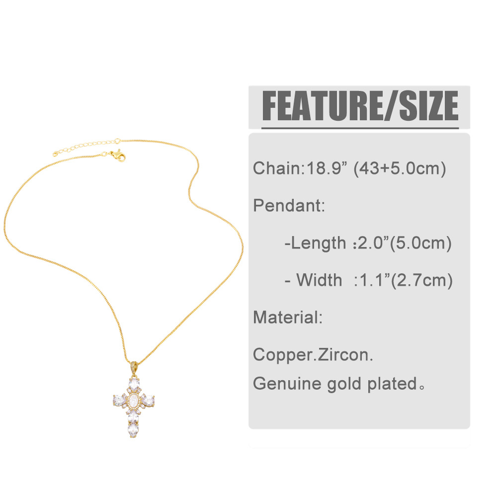 Retro Religious Virgin Mary Cross Pendant For Men And Women Exaggerated Copper Necklace display picture 2