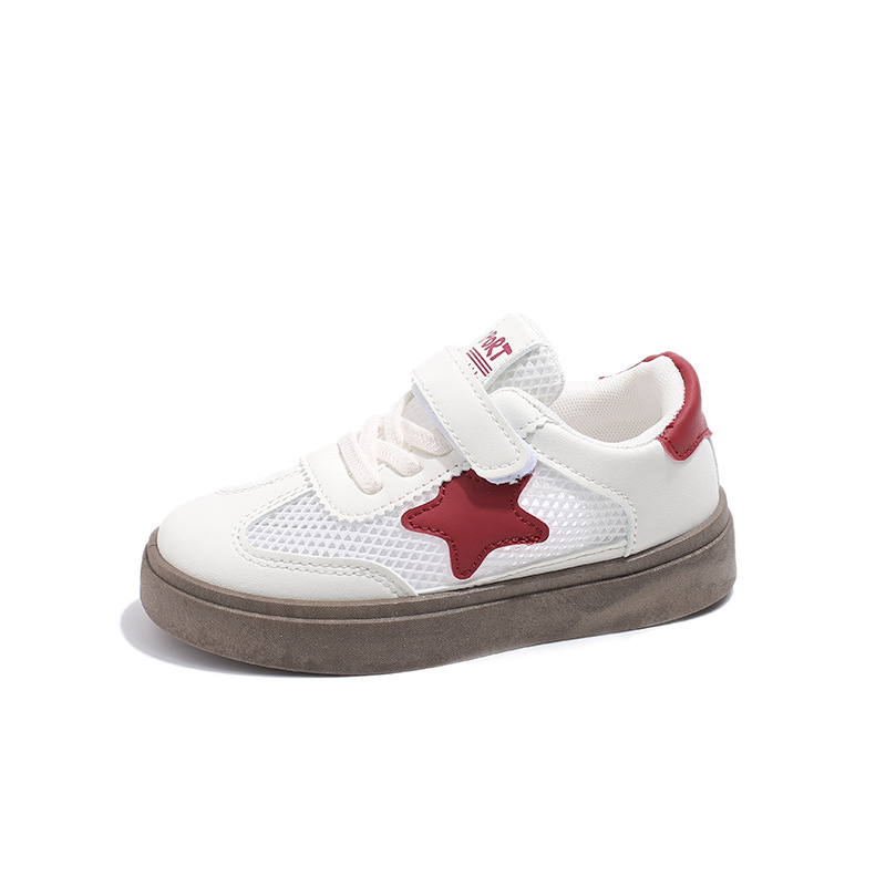 Zapatos de malla de niñas transpirables 2026 primavera y otoño nuevos zapatos de moda para niños pequeños blancos de altura baja zapatos de skate