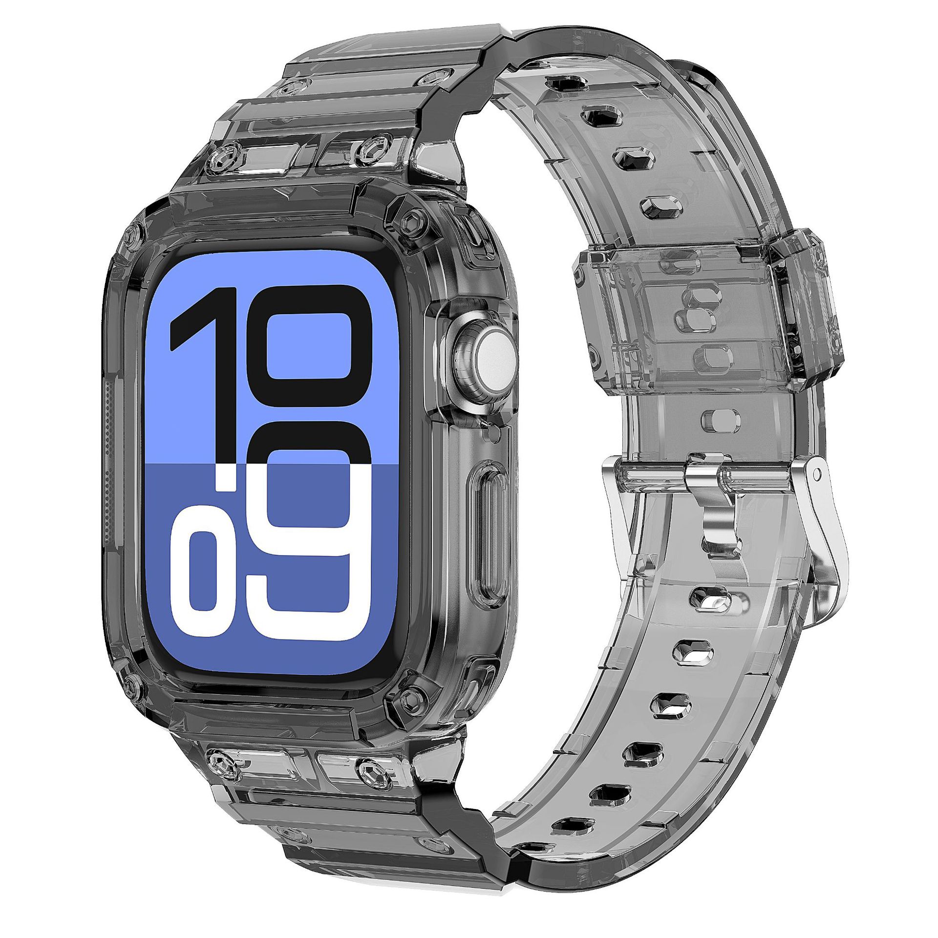 Applicable to the 46mm 10th generation silicone shockproof iwatchS10TPU one-piece strap with transparent glitter undefined