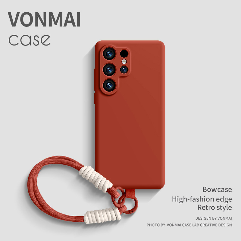 [high quality] for Samsung Galaxys24 mobile phone case new s25ultra convenient travel lanyard s25/24 solid color drop-resistant silicone plus high-end lens protection s22 male 2024