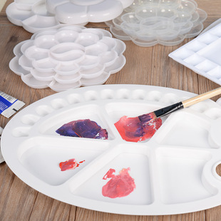 Art Thickeneded Student Palette Painting Palette Plum Blossom Gouache Paint Palette Watercolor Plastic Palette Thickeneded