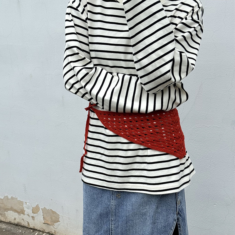 Turbante hueca de punto, diadema pastoral femenina de verano, nueva cortina de pedo simple de color sólido, cubierta de cintura, bufanda triangular, cintura