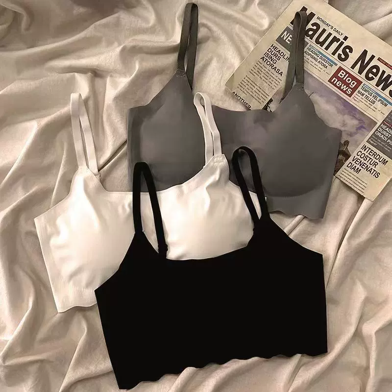 无痕冰丝防走光内衣少女吊带运动无钢圈文胸学生安心小背心夏清凉