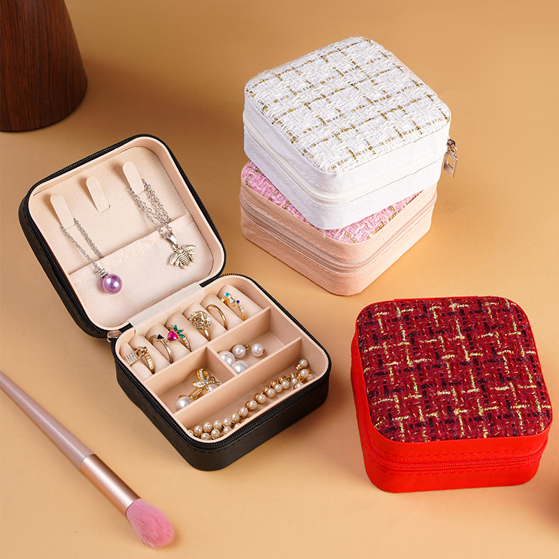 Mini caja de joyería cuadrada simple portátil, caja de anillo, pulsera, collar, pendiente, caja de almacenamiento, caja de joyería exquisita de alta gama