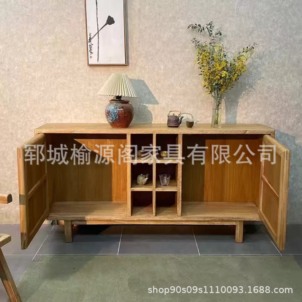 老榆木斗柜家用实木摆件风化做旧整理柜客厅木制靠墙玄关储物柜