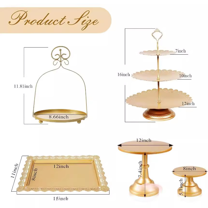 Creativo estilo europeo oro hueco estante de pastel de boda props mesa de postres decoración de postres tienda de postres refrigerio combinación de estante de pastel