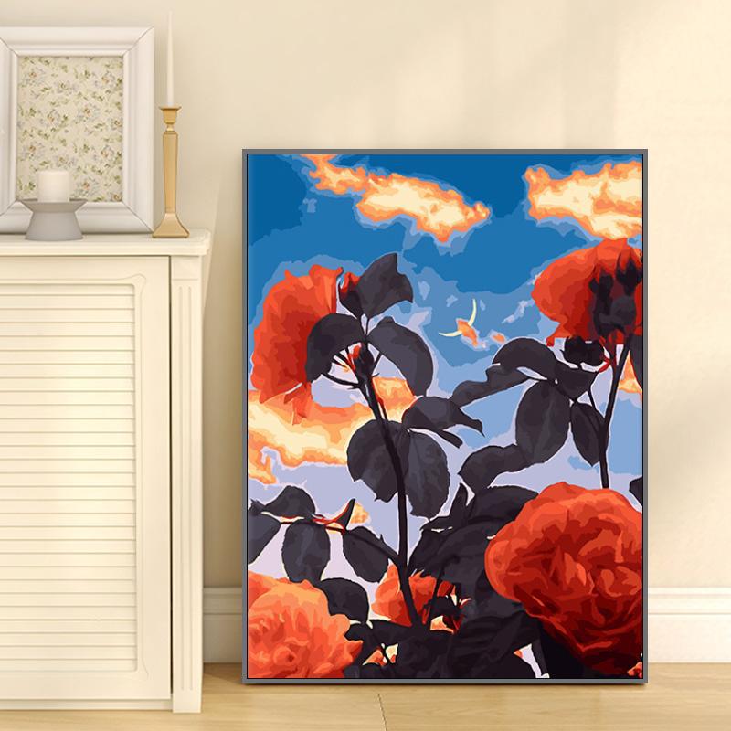 DIY digital oil painting hand-painted flower stall rose cross-border dropshipping daisy wholesale stall decorative painting