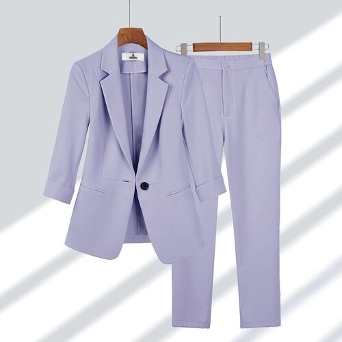 Professional suit for women 2024 new style simple solid color large size suit temperament slim suit two-piece suit