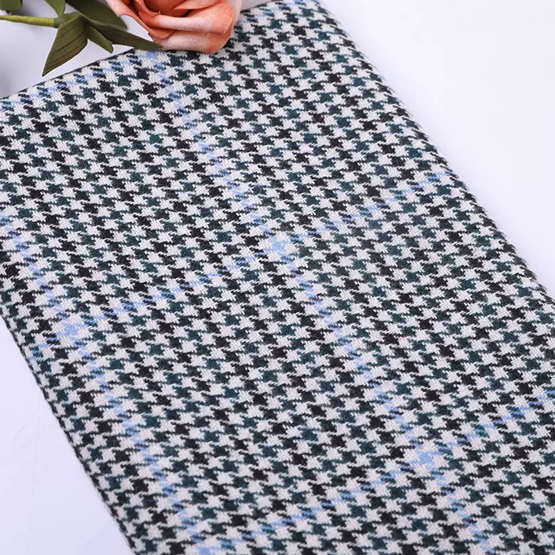 现货顺毛千鸟格350g耐磨保暖舒适色织粗纺日韩大衣时装服装面料布