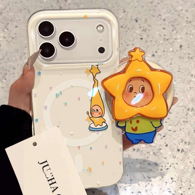 Magic Wand Star Man Magnetic Stand Suitable for Apple 17Promax Mobile Phone Case 14/15 Anti-Fall Protective Cover 13
