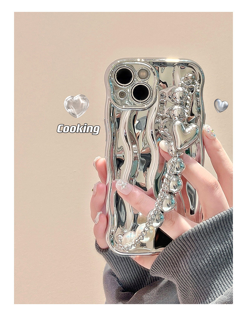 3c Cooking High-End Electroplated Water Ripple Wrist Strap Compatible With 13 Pro Max Case 14 New_voghion.com