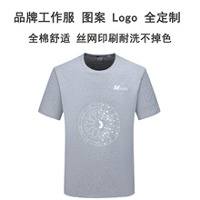 圆领t恤logo印字小批量棉文化衫班服diy企业短袖工作服