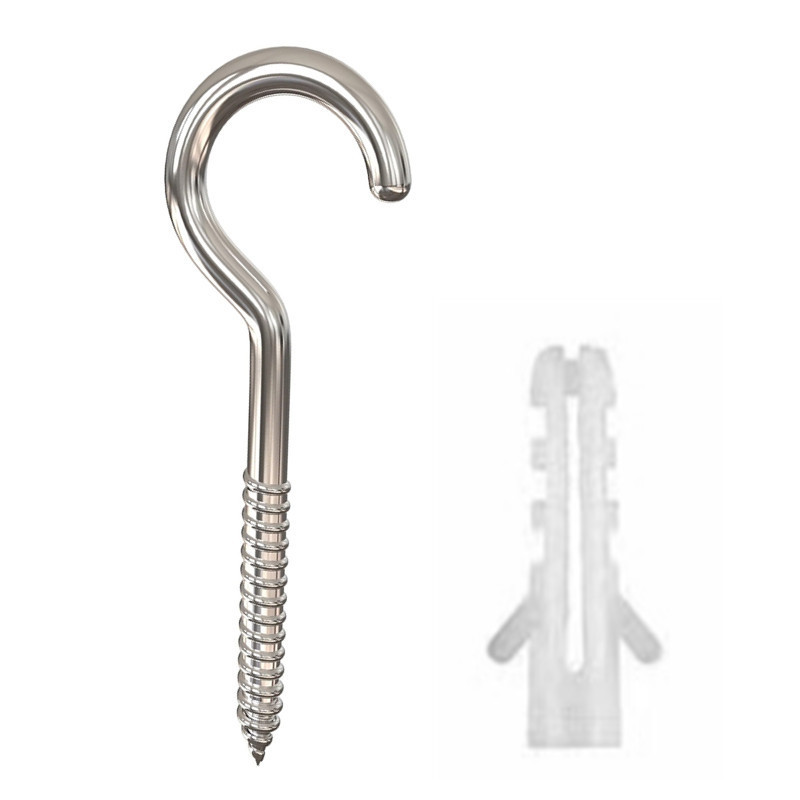 16 # 4inch Light Hooks 1Pc/Pack with Plastic Expansion Screws Heavy-Duty Large Ceiling Hooks in Silver, Black, Gold 10mm