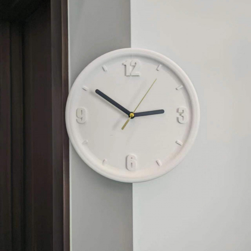Tecnología de decoración de color sólido esquina simple perforación moderna sin arte digital agujero de pared reloj silencioso esquina de campana