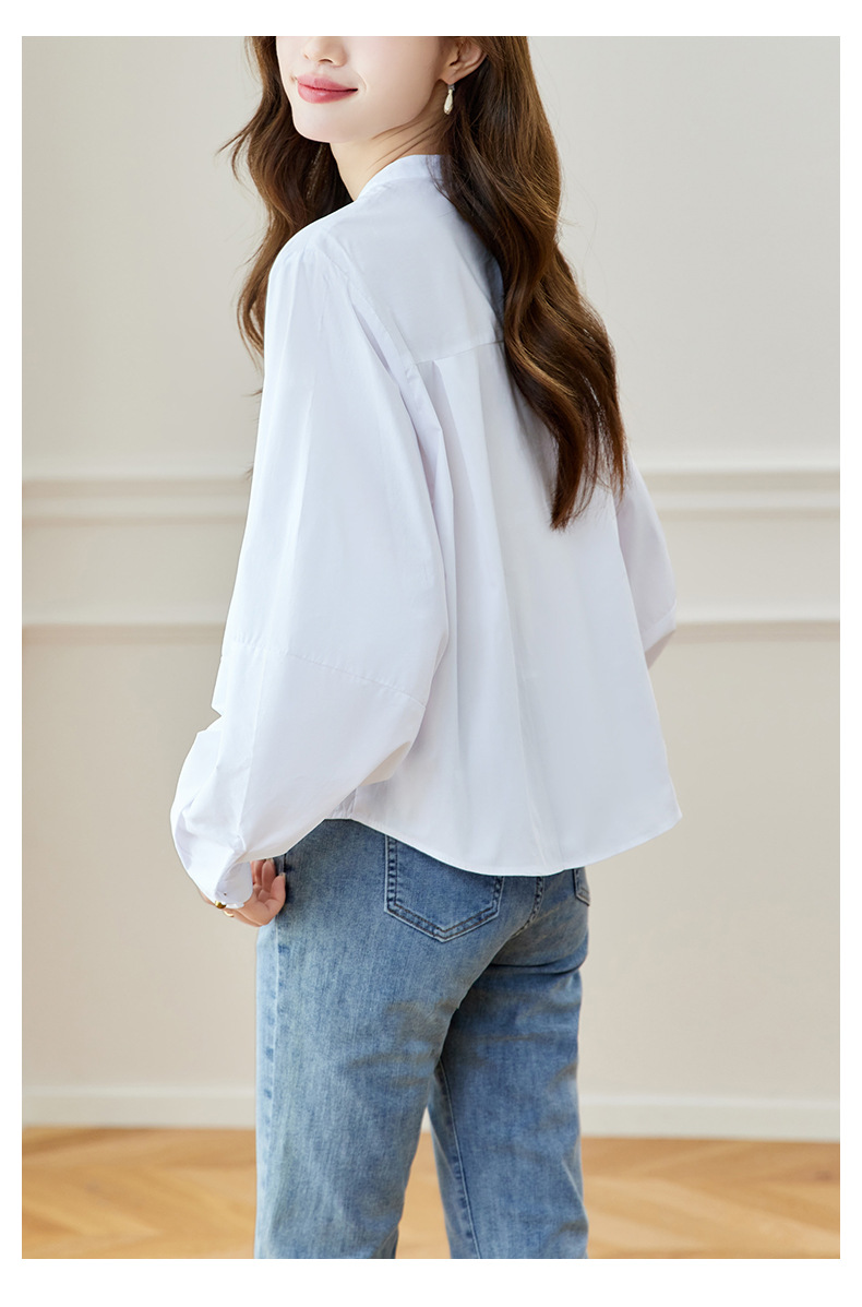 K Blue Striped Shirt, Women's Long Sleeved New Round Neck Top, Fashionable And Versatile, Loose And Slimming Shirt_ecoleips.com