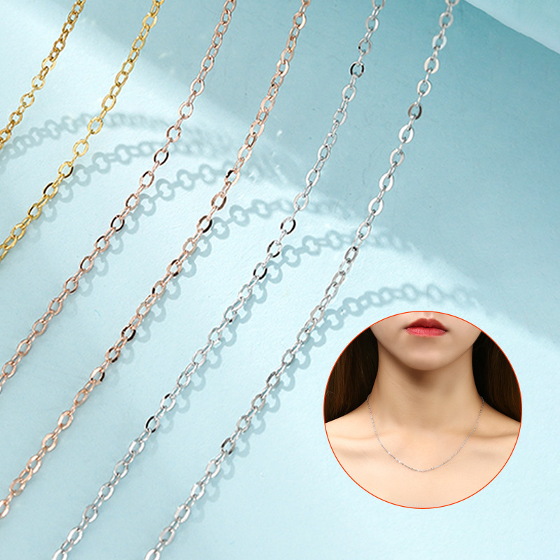 Korean Style 18K Gold Necklace for Women, Cross Chain Fashion Clavicle Chain Silver Necklace, Japanese and Korean Style Without Pendant, Bare Chain Extension Tail Chain Korean Style 18K Gold Necklace for Women, Cross Chain Fashion Clavicle Chain Silver Necklace, Japanese and Korean Style Without Pendant, Bare Chain Extension Tail Chain