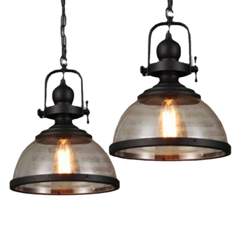 Loft retro estilo industrial araña sola cabeza restaurante bar araña cafetería bar lámpara de cristal Fuente de la fábrica