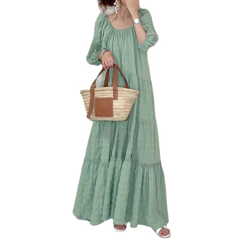 2026 Summer New Japanese Style Dress with Puff Sleeves, Long Dress That Flatters All Body Types, Loose and Slimming Dress 2026 Summer New Japanese Style Dress with Puff Sleeves, Long Dress That Flatters All Body Types, Loose and Slimming Dress