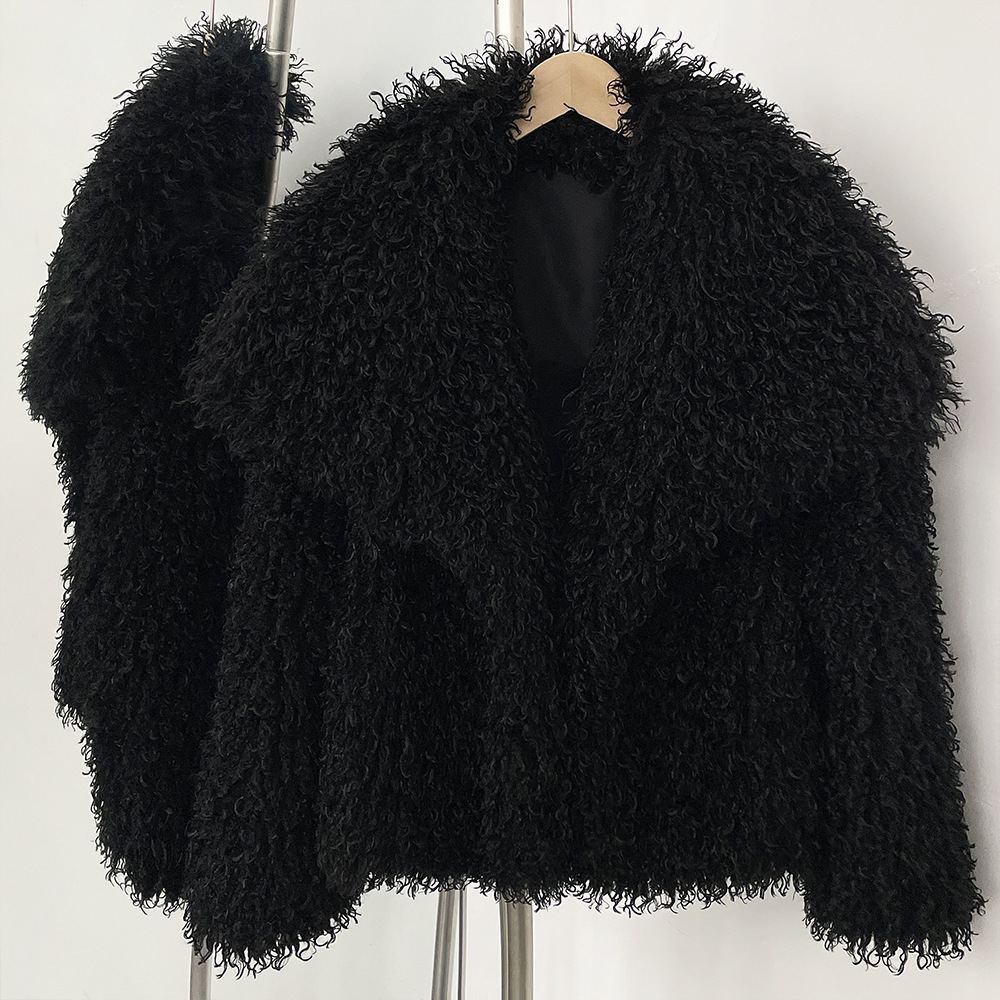 Dameskleding Korte jas Imitatie strandjas met imitatiebont Korte jas Modieuze imitatiebontkraag Winterkleding Elegante casual stijl_voghion.com