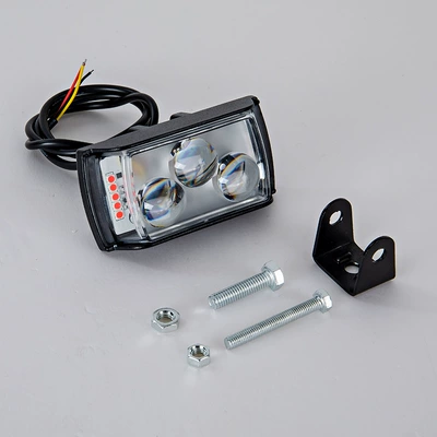 Motorcycle Short Three-Sided Spotlight with Motorcycle headlights, headlights - yellowwhiteredblue-short-three-sided-3-beads