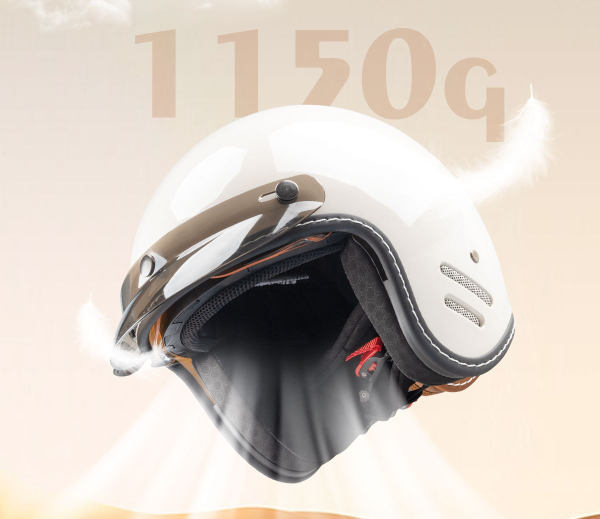 Retro Motorcycle Helmet for Electric Scooters, 4/3 Helmet for Men and Women, Riding Safety Helmet for Motorbikes, Lightweight Electric Bike Helmet