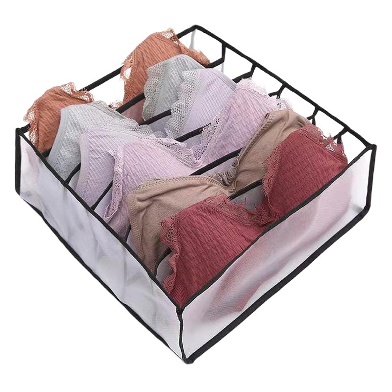 Caja de almacenamiento de ropa interior de tres piezas no tejidas calcetines sujetador ropa interior cajón plegable rejilla de almacenamiento malla de tela