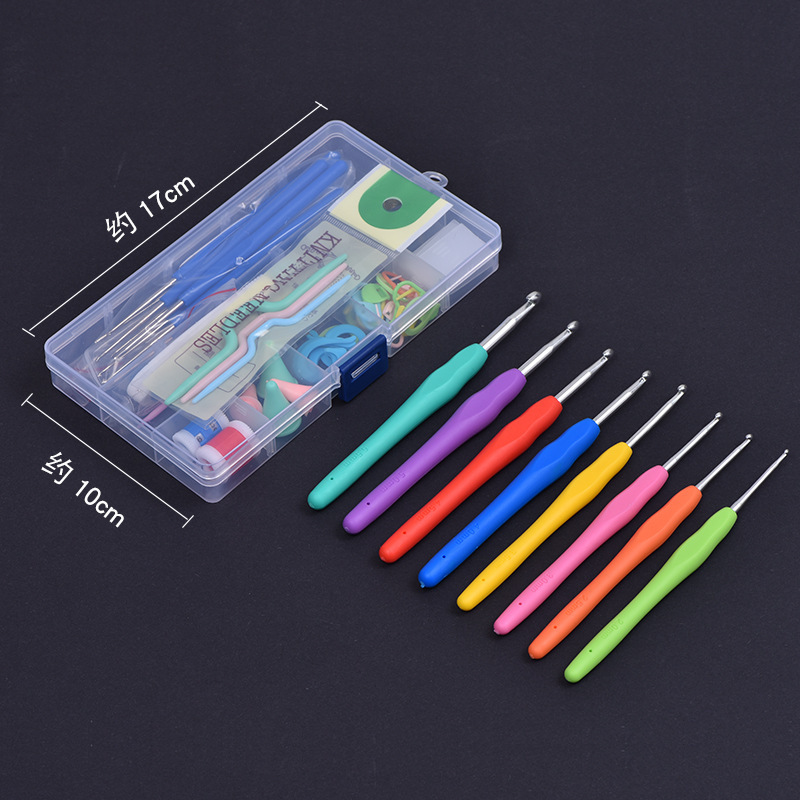 Fuente de fábrica de ganchillo conjunto de herramientas de tejer a mano mango suave de aguja de acoplamiento de aguja de suéter conjunto de aguja de fábrica al por mayor