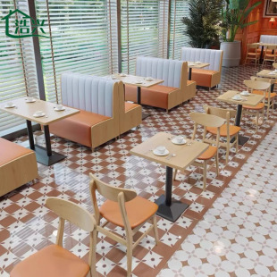 Trendy Milk Tea Shop Sofa Booth Cake Dessert Burger Cafe Dining Commercial Booth Light Luxury Rest Table and Chairs