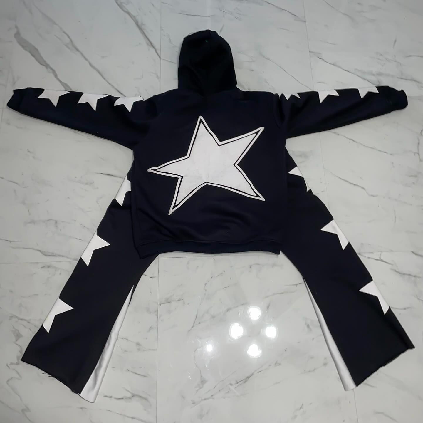 Men's Clothing star letters foam printing casual hip hop hoodie sports sweatshirt_voghion.com