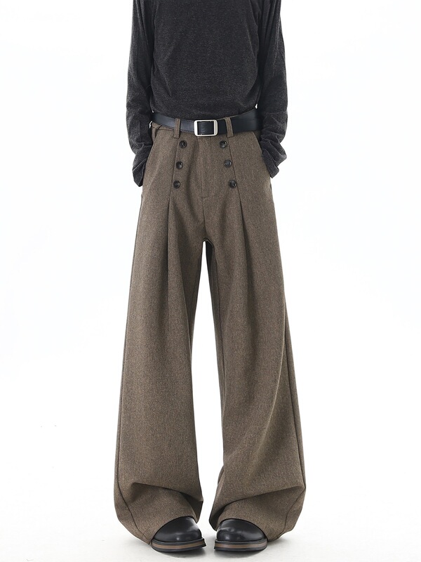 Old Money Style Double-Breasted Suit Pants for Men, Retro Trendy Couple's down Vest, Loose Casual Versatile Wide-Leg Long Pants Old Money Style Double-Breasted Suit Pants for Men, Retro Trendy Couple's down Vest, Loose Casual Versatile Wide-Leg Long Pants